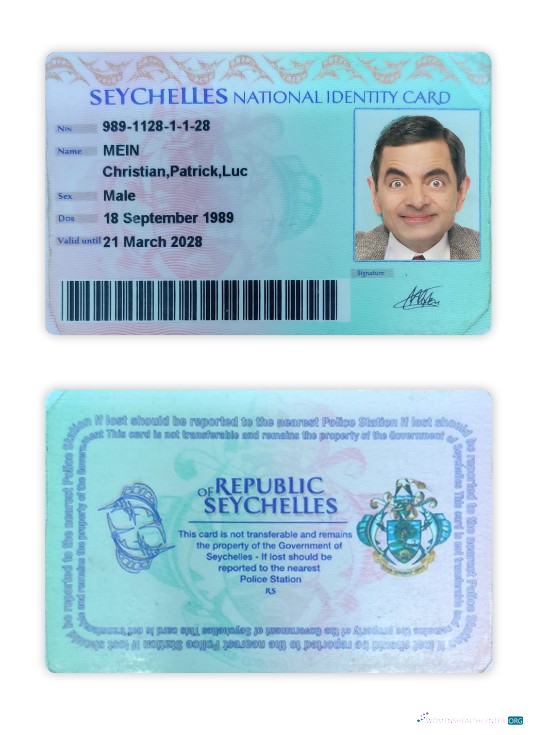 Download Seychelles national ID card Photoshop template
